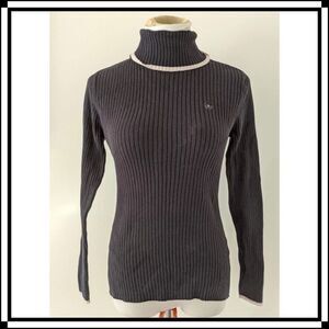 IZOD Black w/Ecru Trim  Turtleneck Sz L